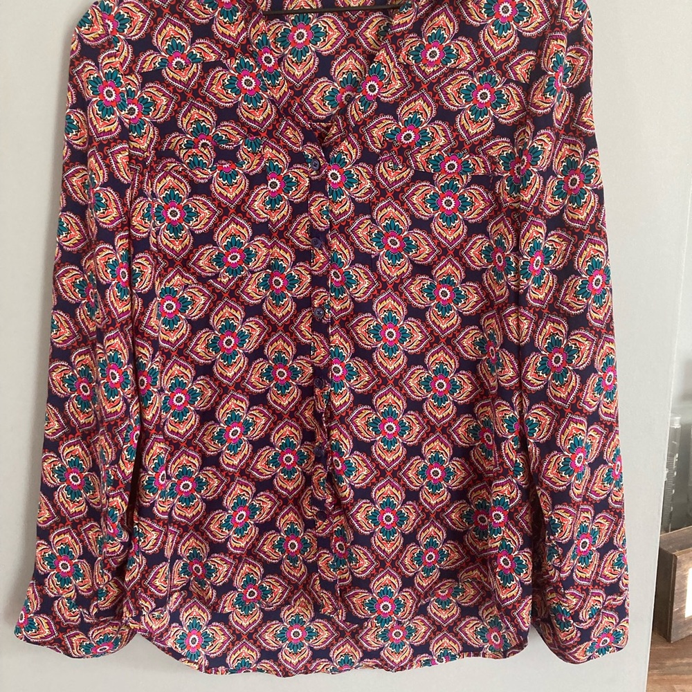 Express Portofino Patterned Dress Shirt (Size Small)